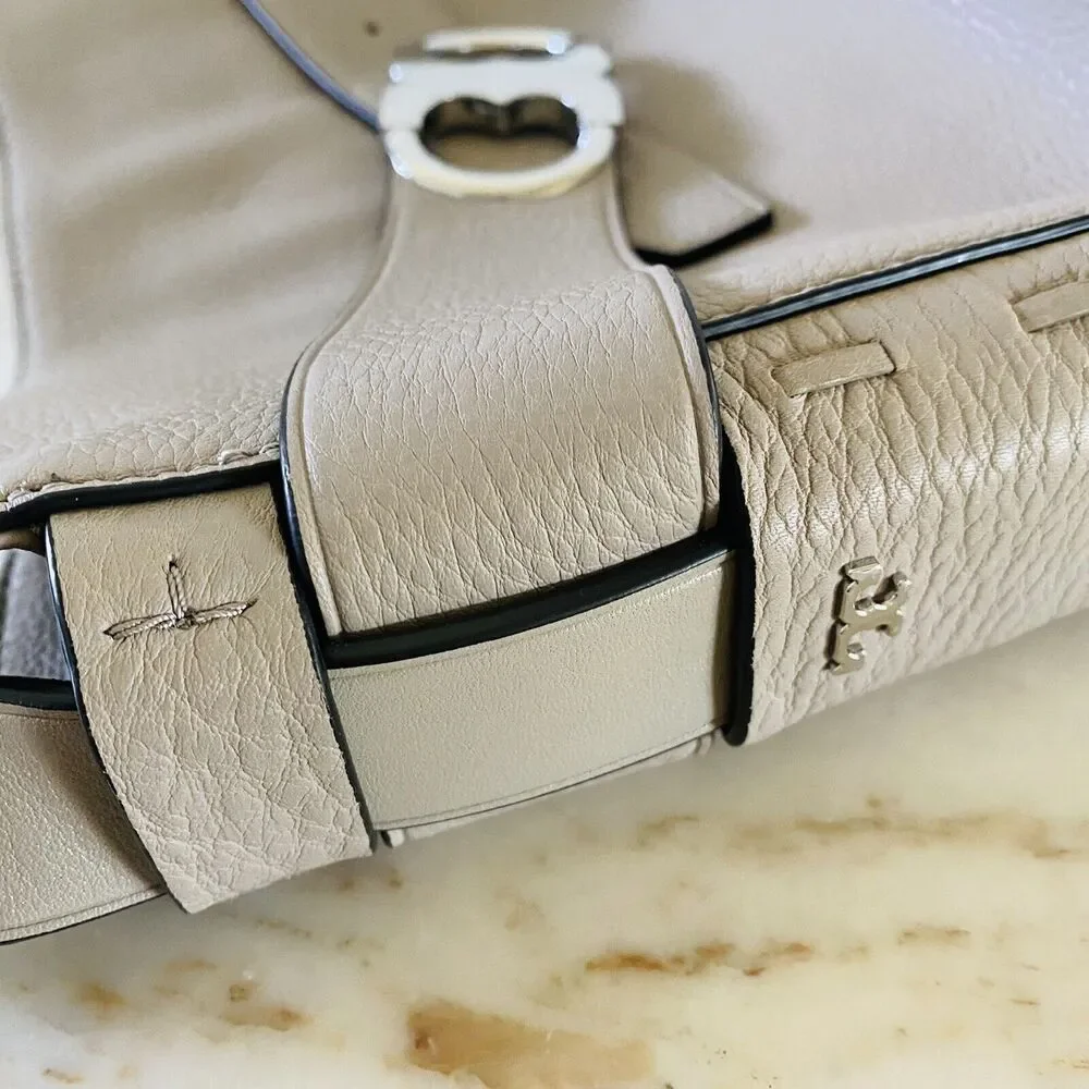 TORY BURCH Solid Tan Soft Leather Shoulder Bag